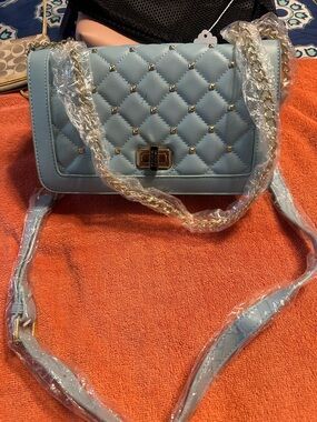Quilted Light Blue Badgley Mischa Shoulder Bag with Gold Hardware NWT
